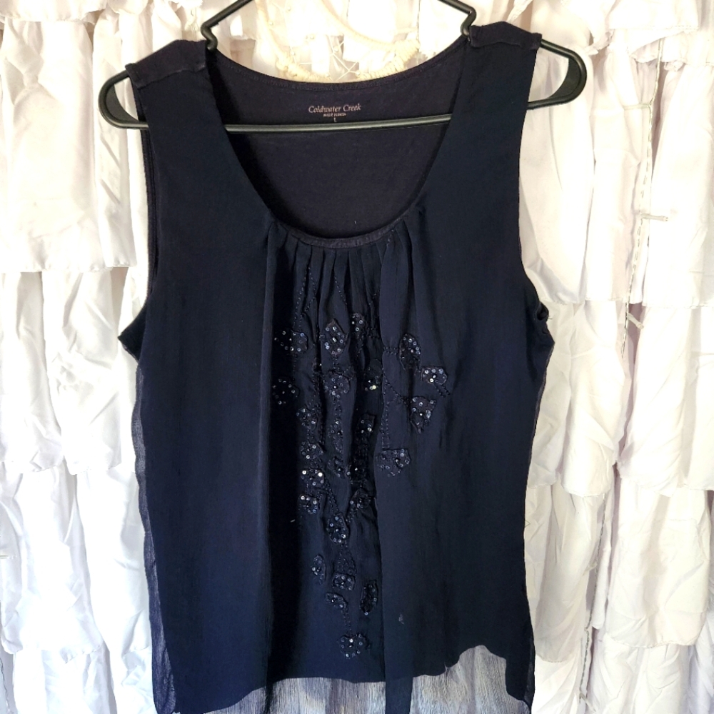 Navy blue women's tank blouse